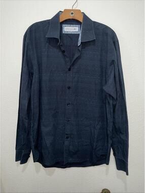 John Lennon Button-Down Shirt Men's Size Xl Blue With Abstract Pattern